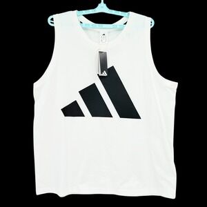 Adidas Men's Multi Sport White Tank Size 2XL Big Logo Athletic Performance NWT